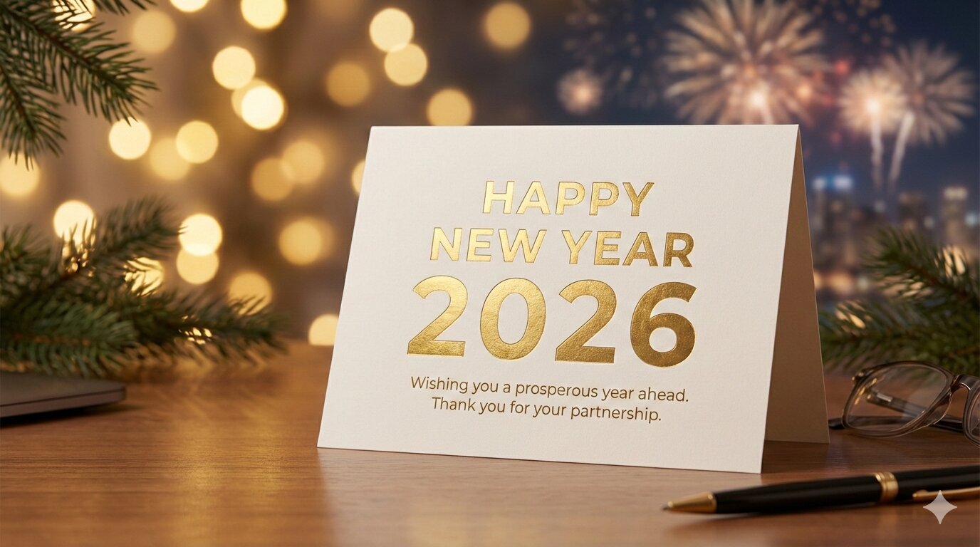 Salutations 2026 Notre arrangement pour les vacances du Nouvel An.